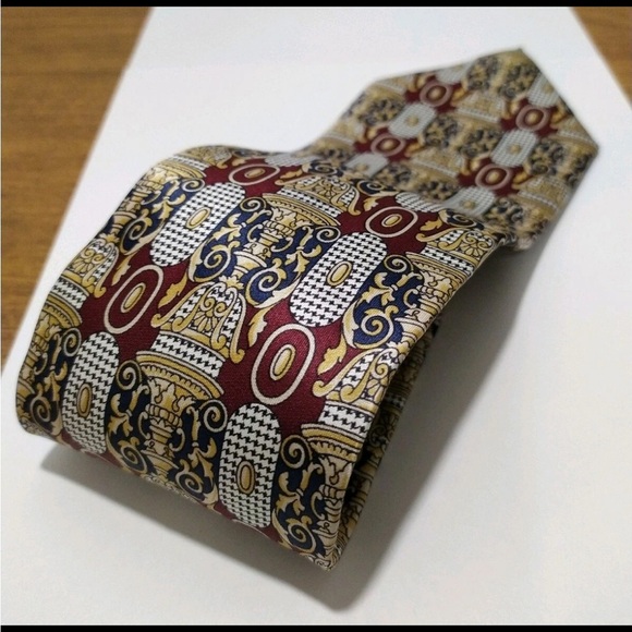 Christian Dior CRAVATE Mens Gold, Yellow, maroon 100% Silk Neck Tie 58" x 4" - Picture 11 of 11